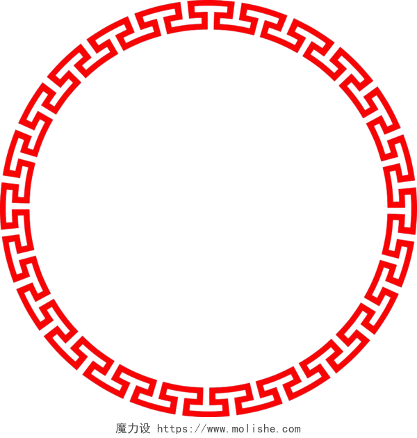 传统中国风红色圆环花纹边框